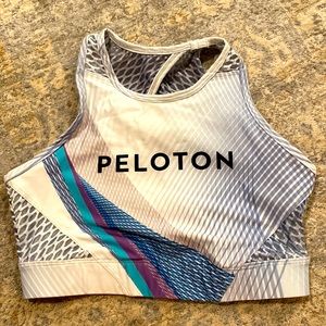 WITH Wear It To Heart PELOTON White Graphic Cross Back Sports Bra